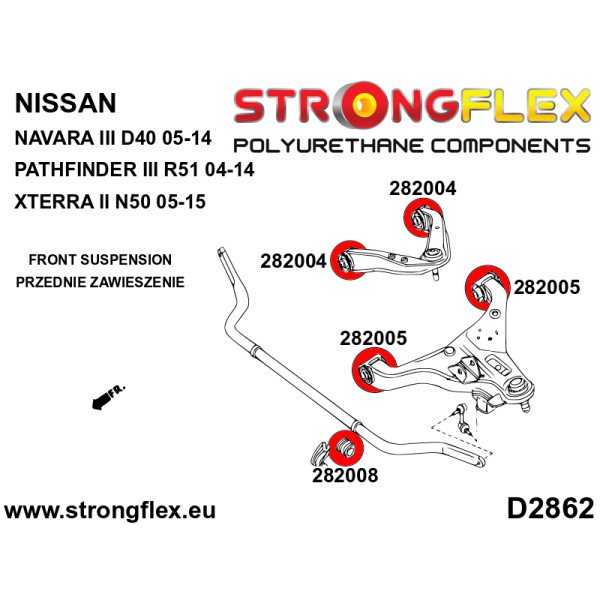 Nissan Front Suspension Bush Kit SPORT - 90ShA Polyurethane