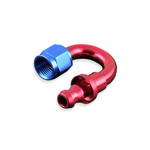 Red AN8 Push-On 180° Fitting for Performance Hoses