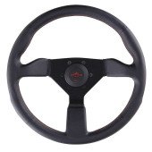 Personal Neo Grinta Steering Wheel - 330 mm -  Black Leather, Black Spokes, Red Stitching