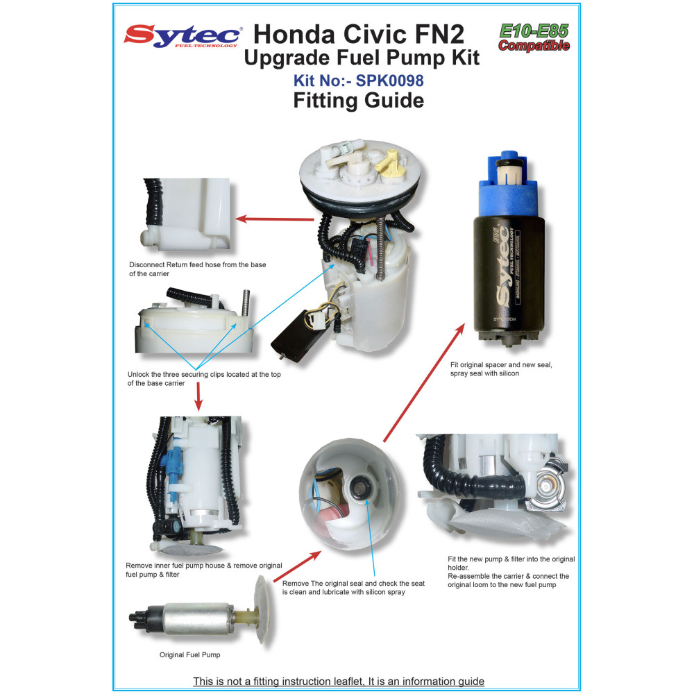 Sytec Motorsport 340 L/h Fuel Pump Kit - Honda Civic Type R FN2 (06-11)