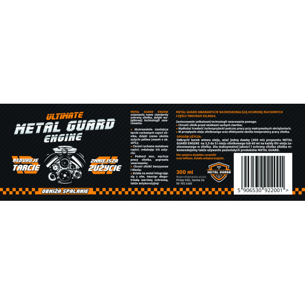 Metal Guard Engine Oil Additive – Reduces Friction and Protects Engine 300ml