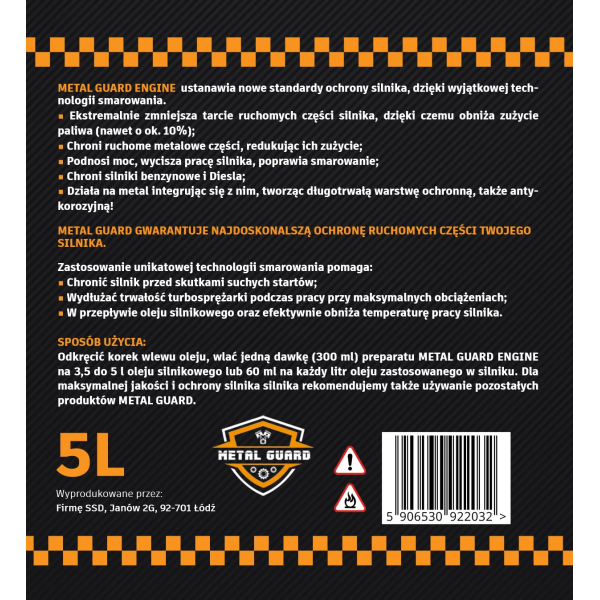 Metal Guard Engine Oil Additive – Reduces Friction and Protects Engine 5L