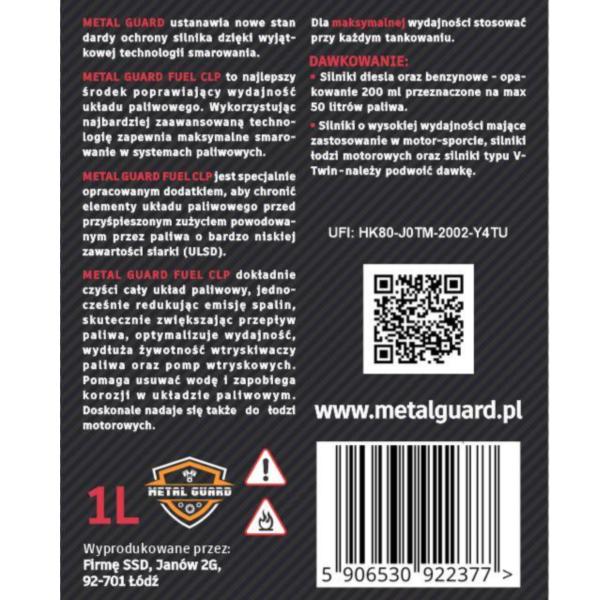 Metal Guard Fuel Additive CLP 1L – Cleans Fuel System and Enhances Performance