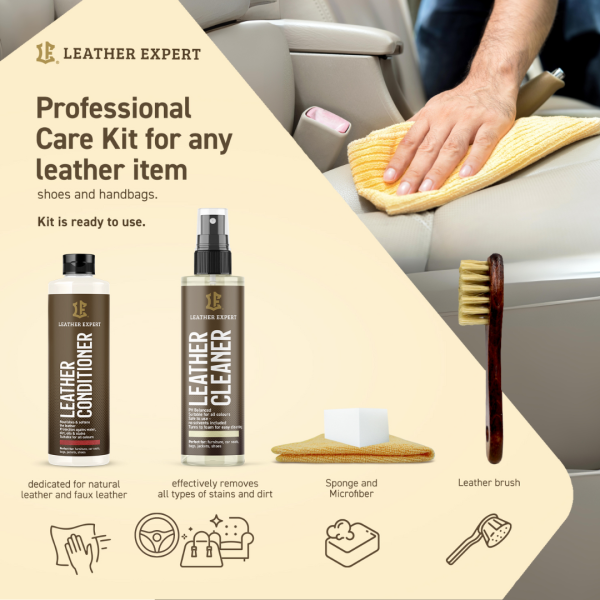 Leather Steering Wheel Care and Repair Kit – for cleaning, renovating, and caring for your leather steering wheel Black Satin