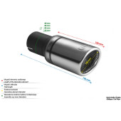 Universal Exhaust Tail Pipe Muffler Tip round 100mm lenght 120mm mounting diameter 45mm