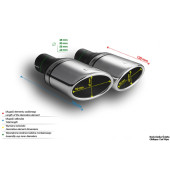Universal Exhaust Tail Pipe Muffler Tip oval 95×65mm lenght 120mm mounting diameter 60mm