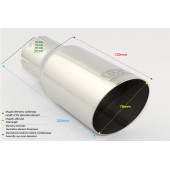 Universal Exhaust Tail Pipe Muffler Tip round 76mm lenght 120mm mounting diameter 60mm