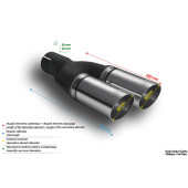 Universal Exhaust Tail Pipe Muffler Tip round 60mm lenght 220mm mounting diameter 60mm