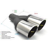 Universal Round Exhaust Tail Pipe Muffler Tip 90mm Diameter 220mm Length 55mm Mounting Diameter