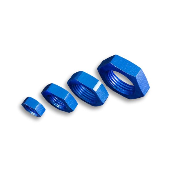 Blue AN-8 JIC Bulkhead Hex Nut Fuel Hose Fitting