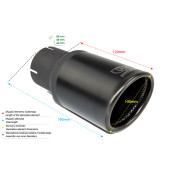 Universal Exhaust Tail Pipe Muffler Tip round 100mm lenght 120mm mounting diameter 65mm