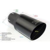 Universal Round Exhaust Tail Pipe Muffler Tip, 80mm Length, 120mm Mounting Diameter, 55mm