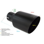 Universal Round Exhaust Tail Pipe Muffler Tip 100mm Length 120mm Mounting Diameter 60mm