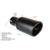 Universal Exhaust Tail Pipe Muffler Tip round 80mm lenght 120mm mounting diameter 55mm