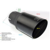 Universal Round Exhaust Tail Pipe Muffler Tip 90mm Length 120mm Mounting Diameter 65mm