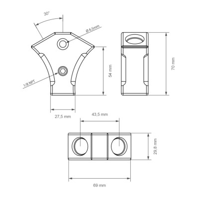 Y-Block Adapter Fitting AN-8 ORB 3x
