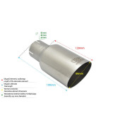 Universal Round Exhaust Tail Pipe Muffler Tip, 80mm Length, 120mm Mounting Diameter, 65mm