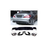 Diffuser Mercedes-Benz CLA C117, X117 Rear with Pipes black