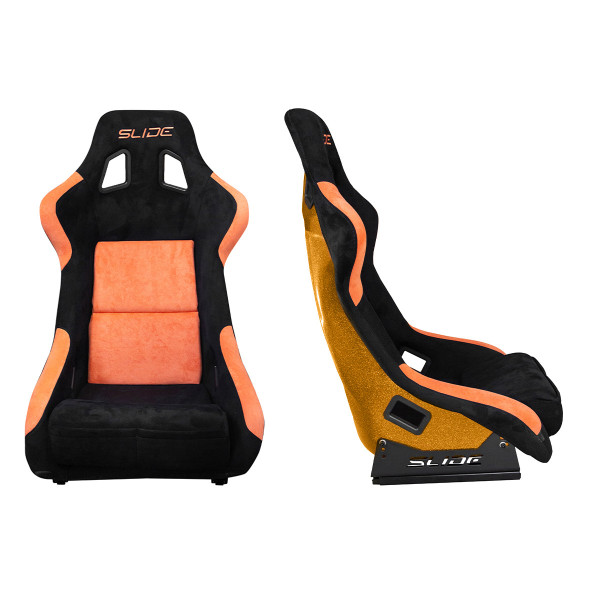 Racing seat SLIDE KS2 Premium Black & Orange Suede Gold Glitter