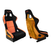 Racing seat SLIDE KS2 Premium Black & Orange Suede Gold Glitter
