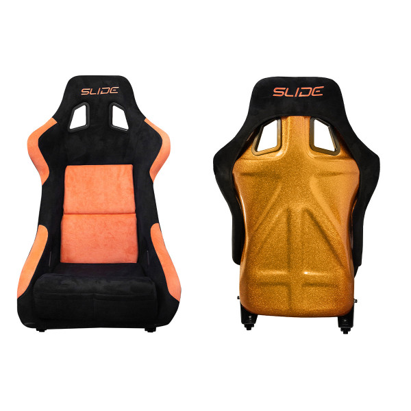 Racing seat SLIDE KS2 Premium Black & Orange Suede Gold Glitter