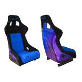 Racing seat SLIDE KS2 Premium Black & Quilted Blue Suede Purple-Blue Glitter