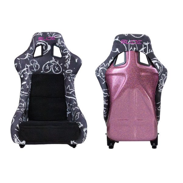 Racing seat SLIDE KS2 Premium Black & Spray Graffity Welur Pink Glitter