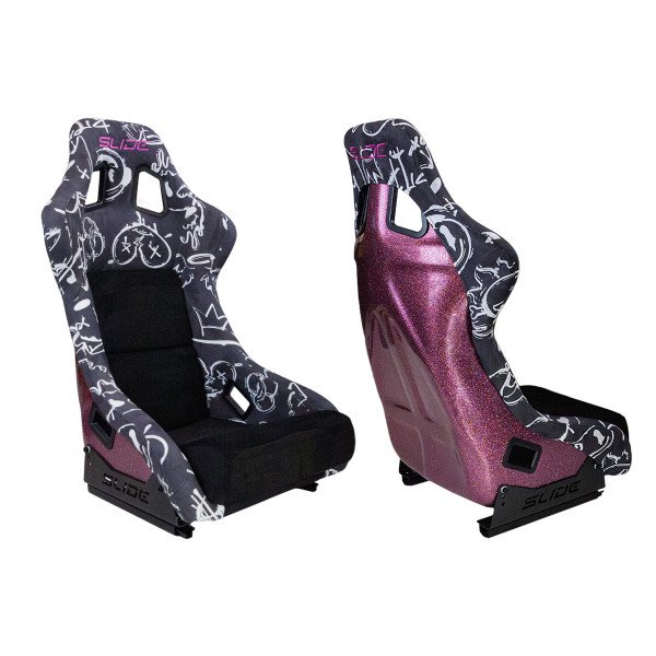 Racing seat SLIDE KS2 Premium Black & Spray Graffity Welur Pink Glitter