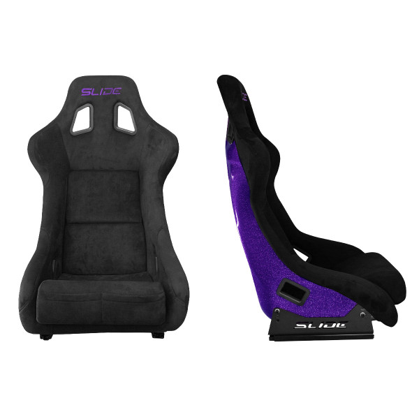 Racing seat SLIDE KS2 Premium Black Suede Purple Glitter
