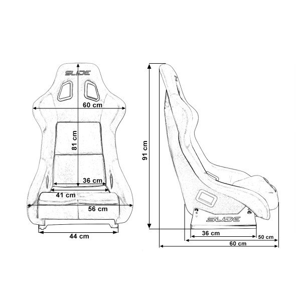 Racing seat SLIDE KS2 Premium Black Welur & White Glitter