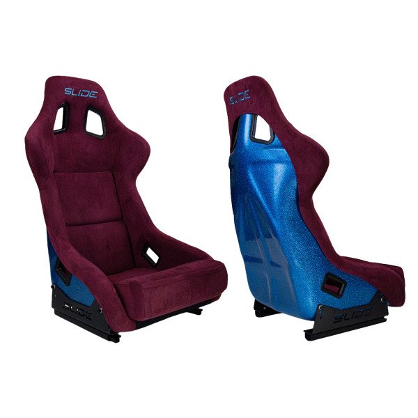 Racing seat SLIDE KS2 Premium Dark Purple Welur & Sea-Blue Glitter