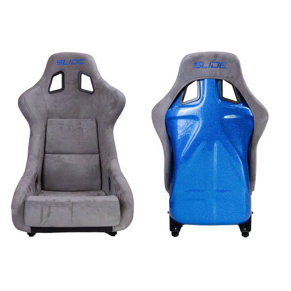 Racing seat SLIDE KS2 Premium Grey Welur & Blue Glitter