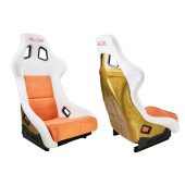 Racing seat SLIDE KS2 Premium White Orange Welur & Orange Glitter