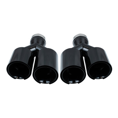 Exhaust 101mmx2 Inlet 76mm Gloss Black Set