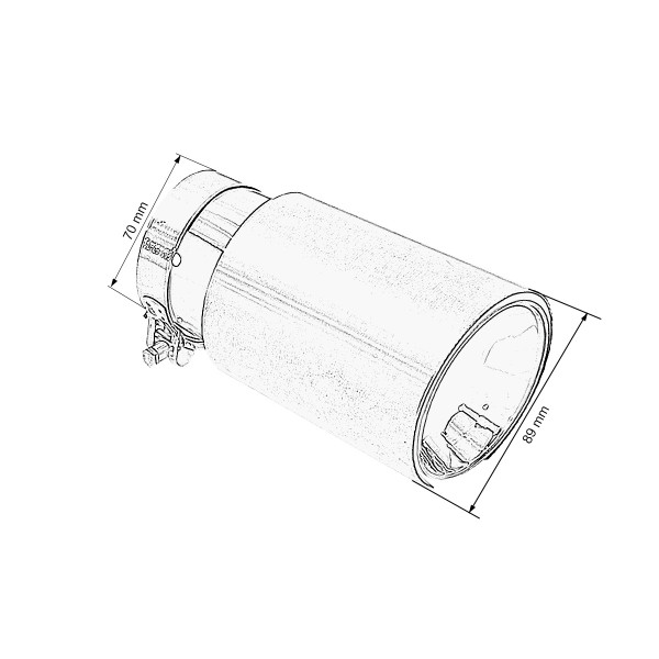 Exhaust 89mm Inlet 70mm Gloss Black