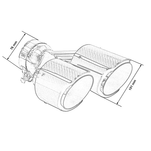 Exhaust Tip Type:08 101mmx2 inlet 76mm Carbon Gloss Set