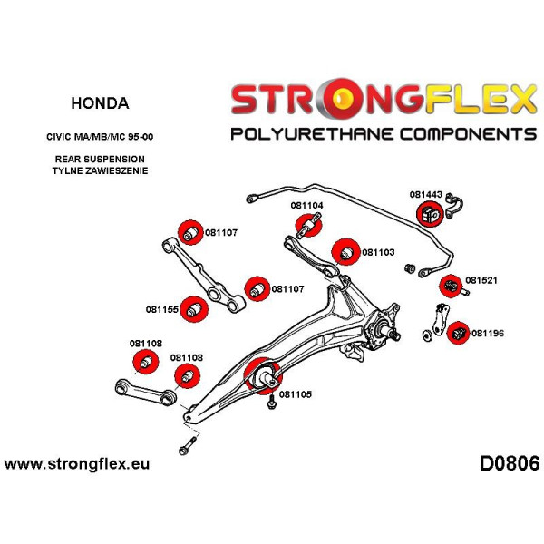 Hard Rear Toe Link Arm Bush for Acura Honda CRX Integra