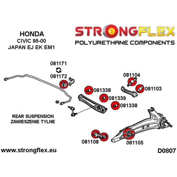 Hard Rear Toe Link Arm Bush for Acura Honda CRX Integra