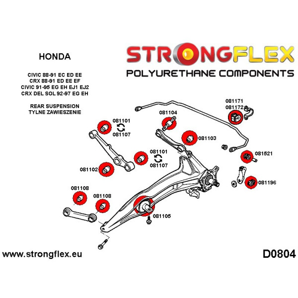 Rear Suspension Bush Kit for Honda CRX & Civic Models