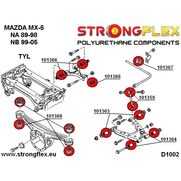 Rear Lower Outer Suspension Bush for Mazda MX-5 NB/NA