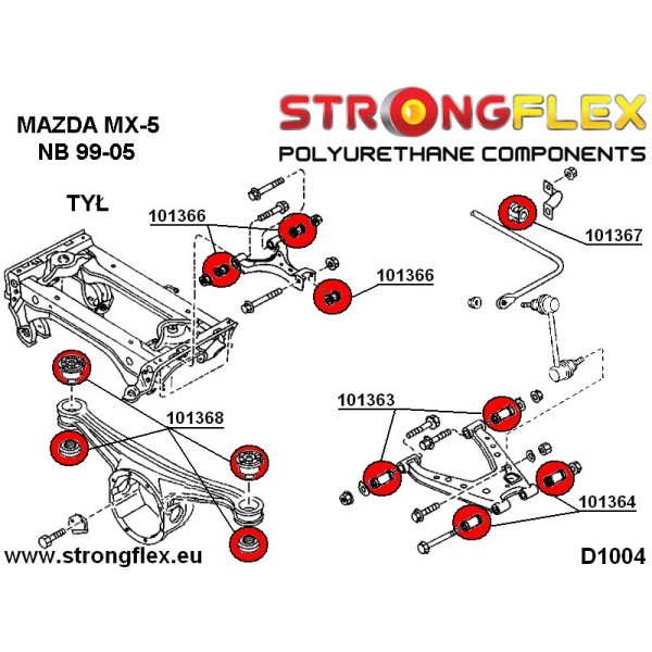 Polyurethane Rear Suspension Bush Kit for Mazda MX-5 NB