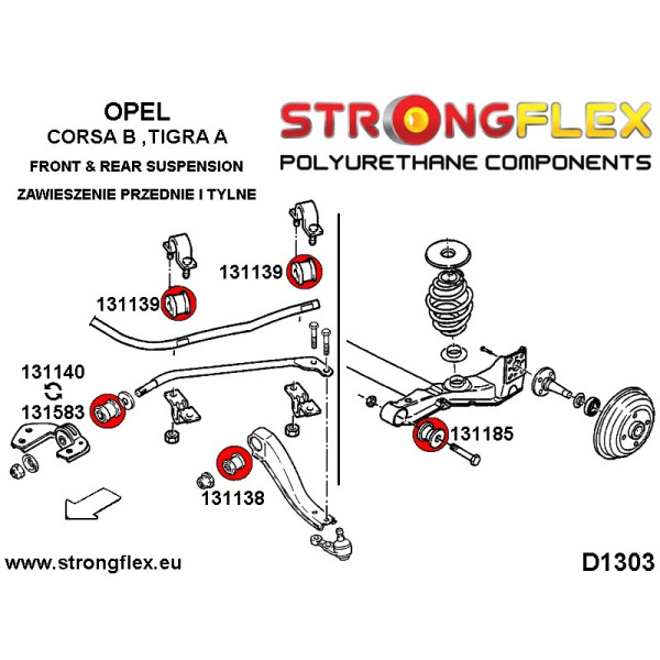 Opel Tigra A & Corsa B Rear Subframe Bush - Hard