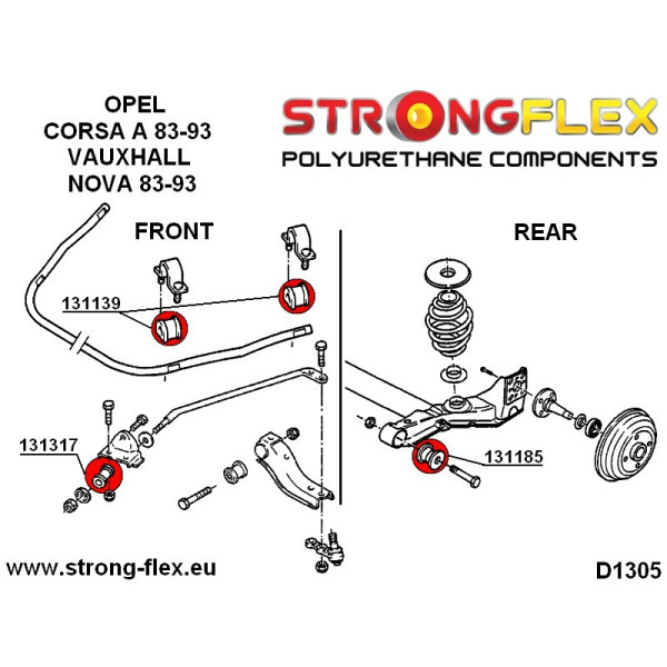 Opel Corsa Nova Vita A Front Tie Bar Chassis Bush S83
