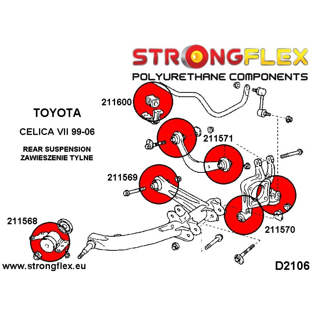 Toyota Celica VII T230 Rear Trailing Arm Outer Bush