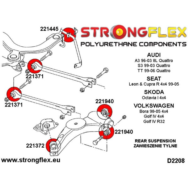 Rear Suspension Bush Kit for Audi A3/S3/RS3 & VW TT