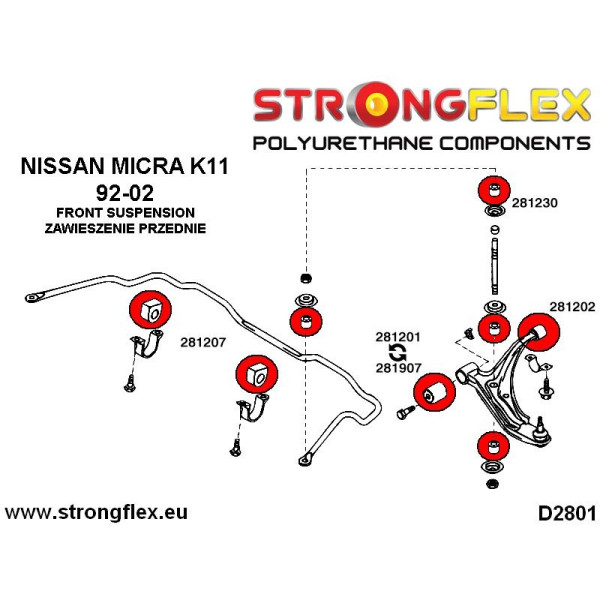 Nissan Micra II K11 Front Suspension Bush Kit (92-02)