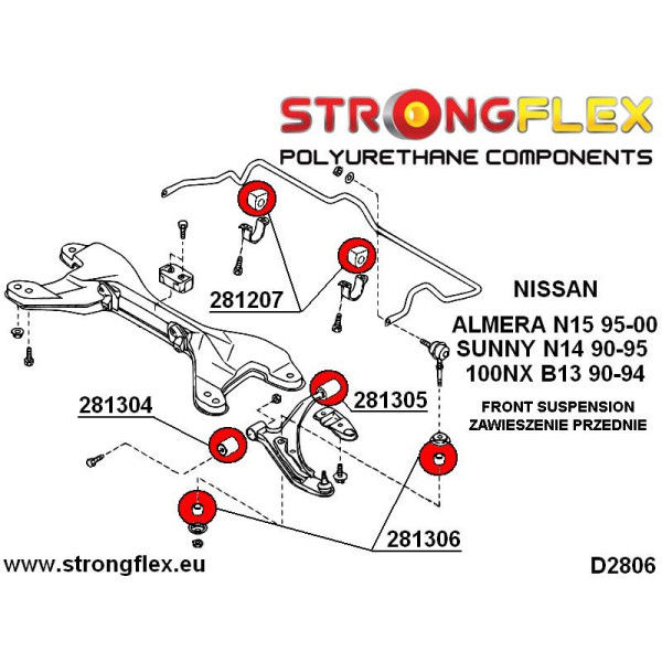 Polyurethane Front Suspension Bushings for Nissan Almera