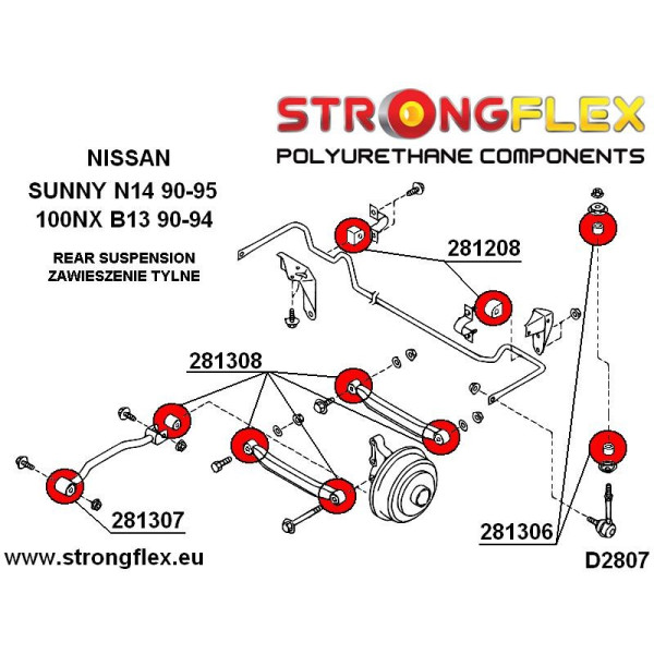 Rear Suspension Bush Kit for Nissan NX/Sunny/Pulsar N14
