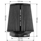 150mm Cone Air Filter - 76mm Diameter