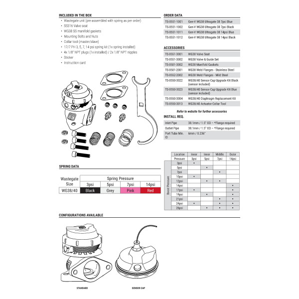 Turbosmart WG38 GenV Ultragate 38 Wastegate 14psi